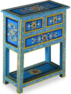 vidaXL Szafka z szufladami, drewno mango, turkusowa, ręcznie malowana - Komody - miniaturka - grafika 3