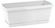 Donice - Prosperplast Skrzynka balkonowa 39.2 x 18.4 cm plastikowa biała z podstawką - miniaturka - grafika 1