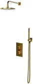 Zestawy prysznicowe - Omnires Contour Zestaw prysznicowy podtynkowy termostatyczny z deszczownicą złoty szczotkowany SYSCT11GLB - miniaturka - grafika 1