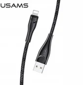 Kable USB - USAMS Kabel pleciony U41 lightning 2m 2A czarny - miniaturka - grafika 1