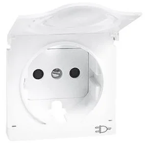 Simon Ramka Kontakt 82 gniazda z/u Schuko i klapką biała - Klawisze i ramki - miniaturka - grafika 2