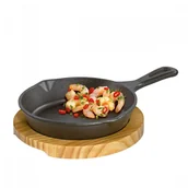 Patelnie - Kuchenprofi mini patelnia do serwowania z podstawką 26 x 18 x 6 cm żeliwo/drewno sosnowe KU-0305101016 - miniaturka - grafika 1