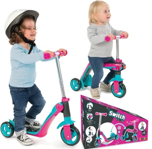 Smoby Hulajnoga 2w1 różowa (750603) - Hulajnogi - miniaturka - grafika 3