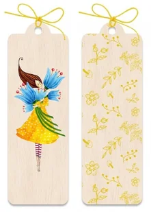 Zakładka drewniana Kobieta w żółtej sukience - Zakładki do książek - miniaturka - grafika 2