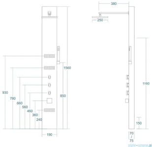 Corsan Neo panel natryskowy z mieszaczem grafit S-060MGRAFIT | - Panele prysznicowe - miniaturka - grafika 2