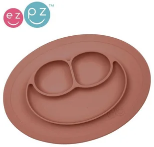 EZPZ Silikonowy Talerzyk z Podkładką Mały 2w1 Mini Mat Brązowy - Miseczki i talerzyki dla dzieci - miniaturka - grafika 9