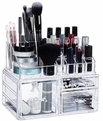 Kosmetyczki, organizery i kuferki - Relaxdays Relaxdays Organizer do makijażu, 3 szuflady, przechowywanie kosmetyków do lakieru do paznokci, szminek, akrylowy organizer, przezroczysty 10024645_50 - miniaturka - grafika 1