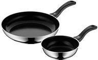 Zestawy garnków i patelni - WMF Devil 2-częściowy zestaw patelni, średnica: 18 i 28 cm, stal nierdzewna Cromargan, uchwyt z tworzywa sztucznego, powłoka ceramiczna, przeznaczone do płyt indukcyjnych 738629999 - miniaturka - grafika 1