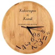 Zegary - Murrano Zegar Ścienny Bambusowy Z Nadrukiem Dla Szczęśliwej Pary ZGR-UV-005 - miniaturka - grafika 1