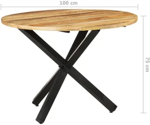 vidaXL Lumarko Okrągły stół jadalniany, 100x100x75 cm, surowe drewno mango 321681 - Stoły - miniaturka - grafika 6