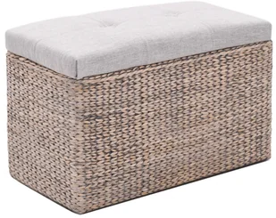 vidaXL Ławka z 2 pufami, zestaw wypleciony z trawy morskiej, szary vidaXL - Pufy i podnóżki - miniaturka - grafika 6