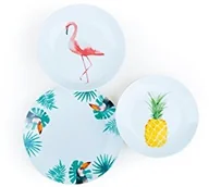 Serwisy obiadowe - Excelsa Tropical serwis stołowy 18-częściowy, porcelana, biała z zamkiem dekoracja 61507 - miniaturka - grafika 1