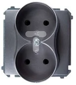 Gniazdka elektryczne - Kontakt Simon Gniazdo ścienne Basic Podwójne b/u (moduł) BMG2M.01/21 inox - miniaturka - grafika 1