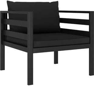 vidaXL 5-cz. zestaw wypoczynkowy z poduszkami, aluminium, antracyt - Meble ogrodowe - miniaturka - grafika 3