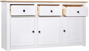 vidaXL Szafka biała 135x40x80 cm lite drewno sosnowe seria Panama 282705 - Komody - miniaturka - grafika 4