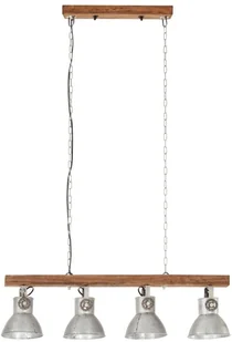 vidaXL Industrialna lampa sufitowa, srebrna, E27, drewno mango 320521 - Lampy sufitowe - miniaturka - grafika 12