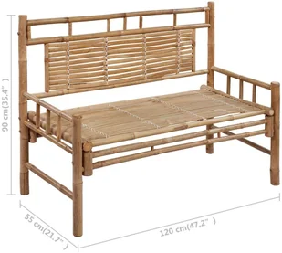 vidaXL Ławka ogrodowa z poduszką, 120 cm, bambusowa 3063892 - Ławki ogrodowe - miniaturka - grafika 10