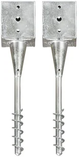 Vida Kołki gruntowe 2 szt. srebrne 12 x 12 x 56 cm stal V-145443 - Akcesoria do ogrodzeń - miniaturka - grafika 2