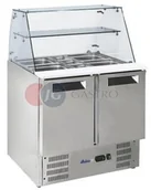 Szafy i witryny chłodnicze - Hendi Stół chłodniczy sałatkowy z nadstawą szklaną 2-drzwiowy 900x700x1270 h 236185 236185 - miniaturka - grafika 1