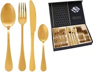 Zestawy sztućców - GK Europ Złote sztućce zestaw 24 el dla 6 osób stal 18/10 połysk - miniaturka - grafika 1