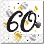 Gadżety dla niej i dla niego - Procos Serwetki "60 urodziny Balloons", PROCOS, 33 cm, 20 szt 88869 - miniaturka - grafika 1