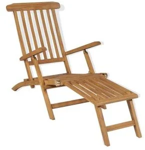 vidaXL Leżak z podnóżkiem, drewno tekowe, 158 x 61 90 cm - Leżaki ogrodowe - miniaturka - grafika 2