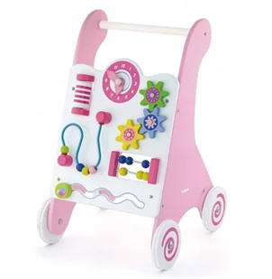 VIGA Viga Drewniany Chodzik Edukacyjny Różowy - Chodziki - miniaturka - grafika 4