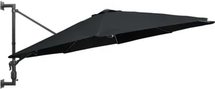 vidaXL Parasol ścienny na metalowym słupku, 300 cm, czarny vidaXL - Parasole ogrodowe - miniaturka - grafika 3