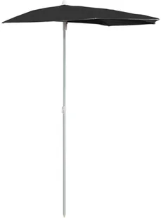 vidaXL Półokrągły parasol ogrodowy na słupku, 180x90 cm, czarny 315565 - Parasole ogrodowe - miniaturka - grafika 2