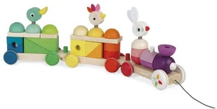 Janod Pociąg z klockami i zwierzątkami do ciągnięcia J08202 - Pociągi dla dzieci - miniaturka - grafika 32