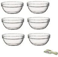 Miski i półmiski - Viva Haushaltswaren komplet 6 szklanych miseczek na składniki potraw, sosy i przekąski, średnica: 6 cm, w zestawie z 1 małą, drewnianą łyżeczką 7,5 cm #12710# - miniaturka - grafika 1