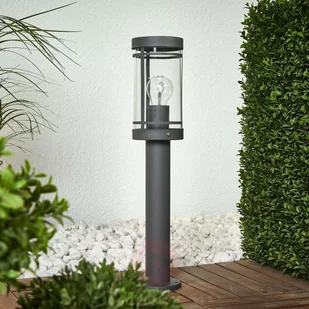 LAMPENWELT.COM Ciemnoszara lampa cokołowa Djori, stal szlachetna - Lampy ogrodowe - miniaturka - grafika 2