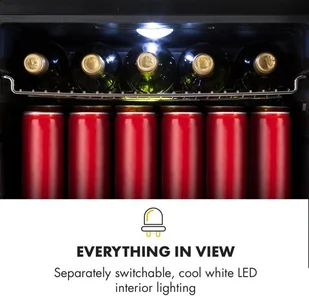 Klarstein Beersafe L Onyx lodówka na napoje A+ LED ruszty z metalu szklane drzwi czarna - Szafy i witryny chłodnicze - miniaturka - grafika 6