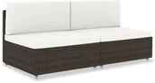 Sofy ogrodowe - vidaXL Sofa modułowa 2-osobowa, rattan PE, brązowa - miniaturka - grafika 1