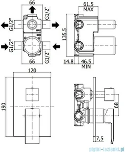 Paffoni Bateria natryskowa podtynkowa z przełącznikiem Elle chrom EL019CR | - Baterie umywalkowe - miniaturka - grafika 2