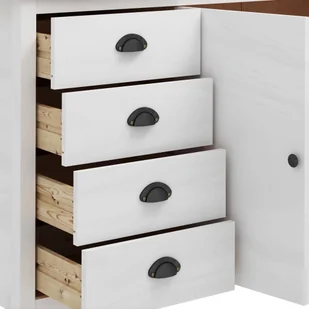 vidaXL Komoda Hill Range, biała, 130x40x80 cm, lite drewno sosnowe - Komody - miniaturka - grafika 7