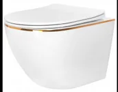 Miski WC - Rea C1222 Carlo Mini Duroplast/Flat/ZM Gold Edge Misa Wisząca WC Bezrantowa - miniaturka - grafika 1