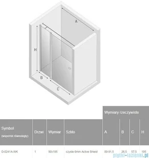 NEW TRENDY New Soleo Black 90x195 cm drzwi wnękowe wspornik krzyżowy przejrzyste D-0241A-WK | - Akcesoria do armatury i ceramiki - miniaturka - grafika 2