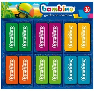 Bambino Gumki do ścierania 36 sztuk display St Majewski - Przybory szkolne - miniaturka - grafika 2
