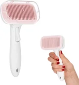 Szczotki i furminatory - Szczotka do wyczesywania sierści psa, kota grzebień z pinami biało-różowa PA0221 - miniaturka - grafika 1