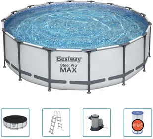 vidaXL Bestway Basen Steel Pro MAX z akcesoriami, 488 x 122 cm - Baseny ogrodowe - miniaturka - grafika 2