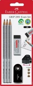 Ołówki - Faber-Castell 217079  zestaw Grip 2001 Exam z 3 ołówek długopisów, 1 gumka i 1 zaostrzone puszka, srebrny/czarny 217079 - miniaturka - grafika 1
