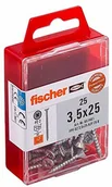 Inne - fischer Fischer Power-Fast FPF-SZ 3,5 x 16 A2F 25 B - śruby do płyt wiórowych z łbem stożkowym i pełnym gwintem do mocowania cienkich elementów w materiałach drewnopochodnych, stali nierdzewnej - 25 sztuk - n - miniaturka - grafika 1