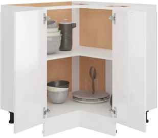 vidaXL Szafka narożna, wysoki połysk, biała, 75,5x75,5x80,5 cm, płyta - Szafki kuchenne - miniaturka - grafika 5