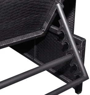 vidaXL Leżaki ze stolikiem, 2 szt., polirattan, czarne - Leżaki ogrodowe - miniaturka - grafika 6