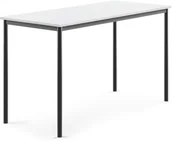 Meble do szkół i przedszkoli - AJ Produkty Biurko SONITUS, 1600x800x900 mm, biały laminat, antracyt - miniaturka - grafika 1