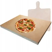 Akcesoria do grilla - Kamień Do Pizzy Grilla 3w1 Szamotowy 40x30+ŁOPATKA - miniaturka - grafika 1
