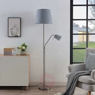 Lindby Nantwin lampa podłogowa, tekstylna, szara - Lampy stojące - miniaturka - grafika 5
