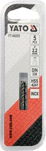 Yato WIERTŁO DO METALU HSS PREMIUM 2,2MM DO WIERCENIA W STALI INOX 5SZT YT-44205 - Wiertła - miniaturka - grafika 3