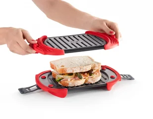 Lékué Lékué  grill mikrofalowy, opiekacz do kanapek, prasa do panini, 25,4 x 14 cm, czerwony 0220400R14M017 - Akcesoria i części do mikrofalówek - miniaturka - grafika 8